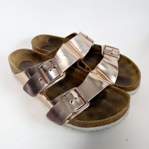 Birkenstock Arizona Soft Footbed Metallic Copper Sandals Size 39